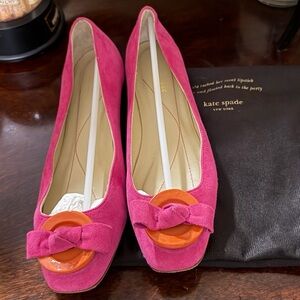 EUC Kate Spade New York Sardinia ballet flats in a bright pink and orange sz 7.5